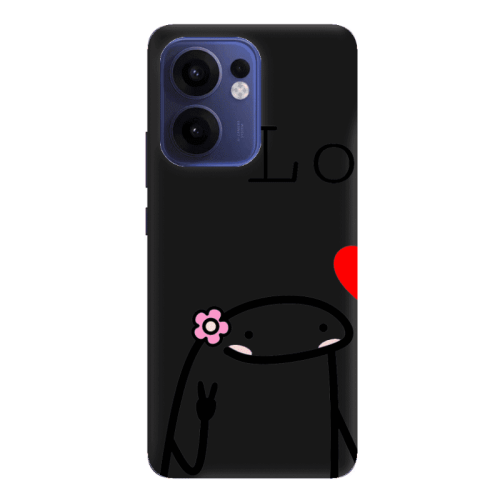 Oppo Reno 13 F Love 1 Black Colored Silicone TPU Θήκη